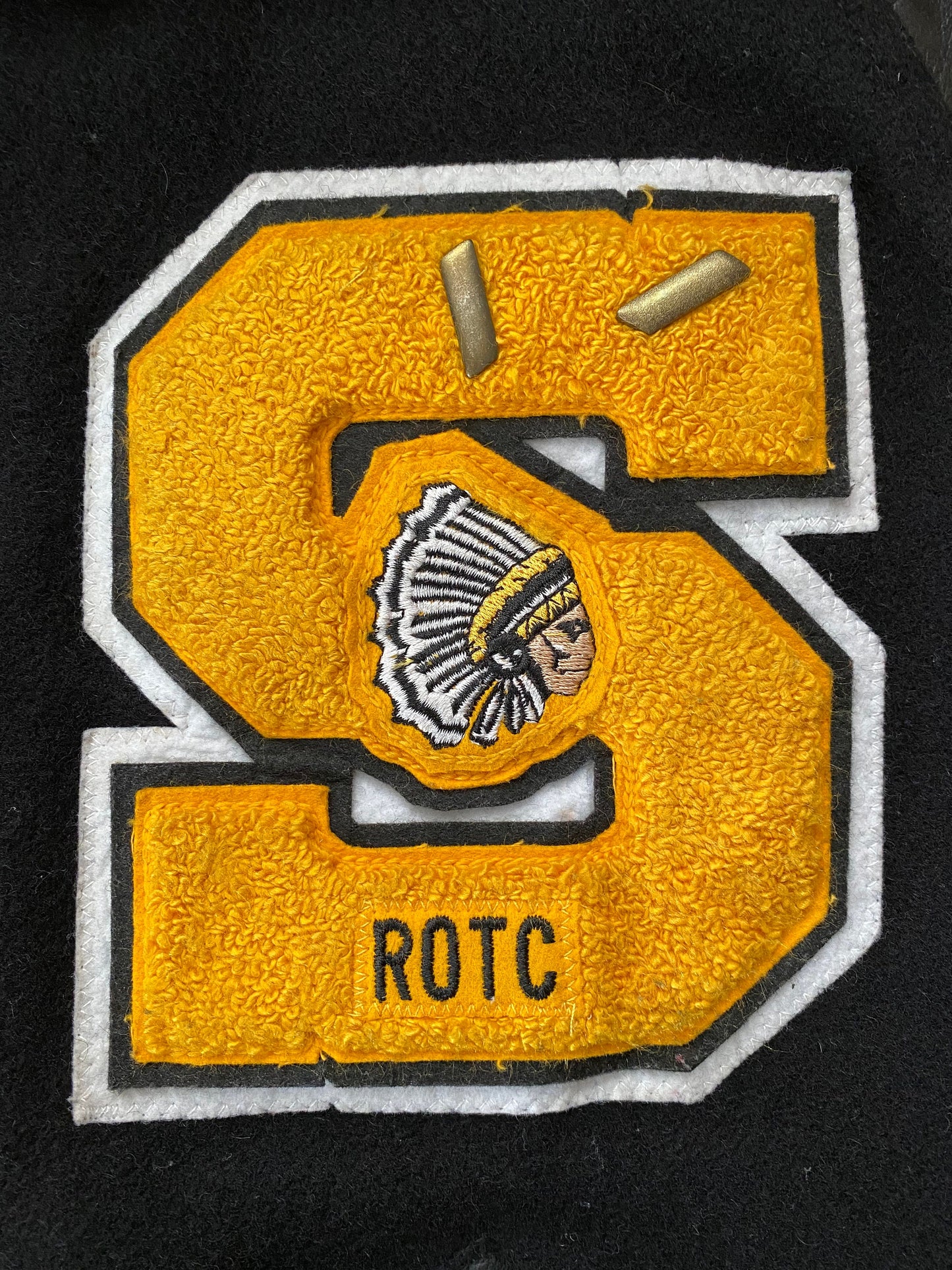 Vintage Holloway varsity jacket women XL black wool and leather made in USA AJ357 Studio