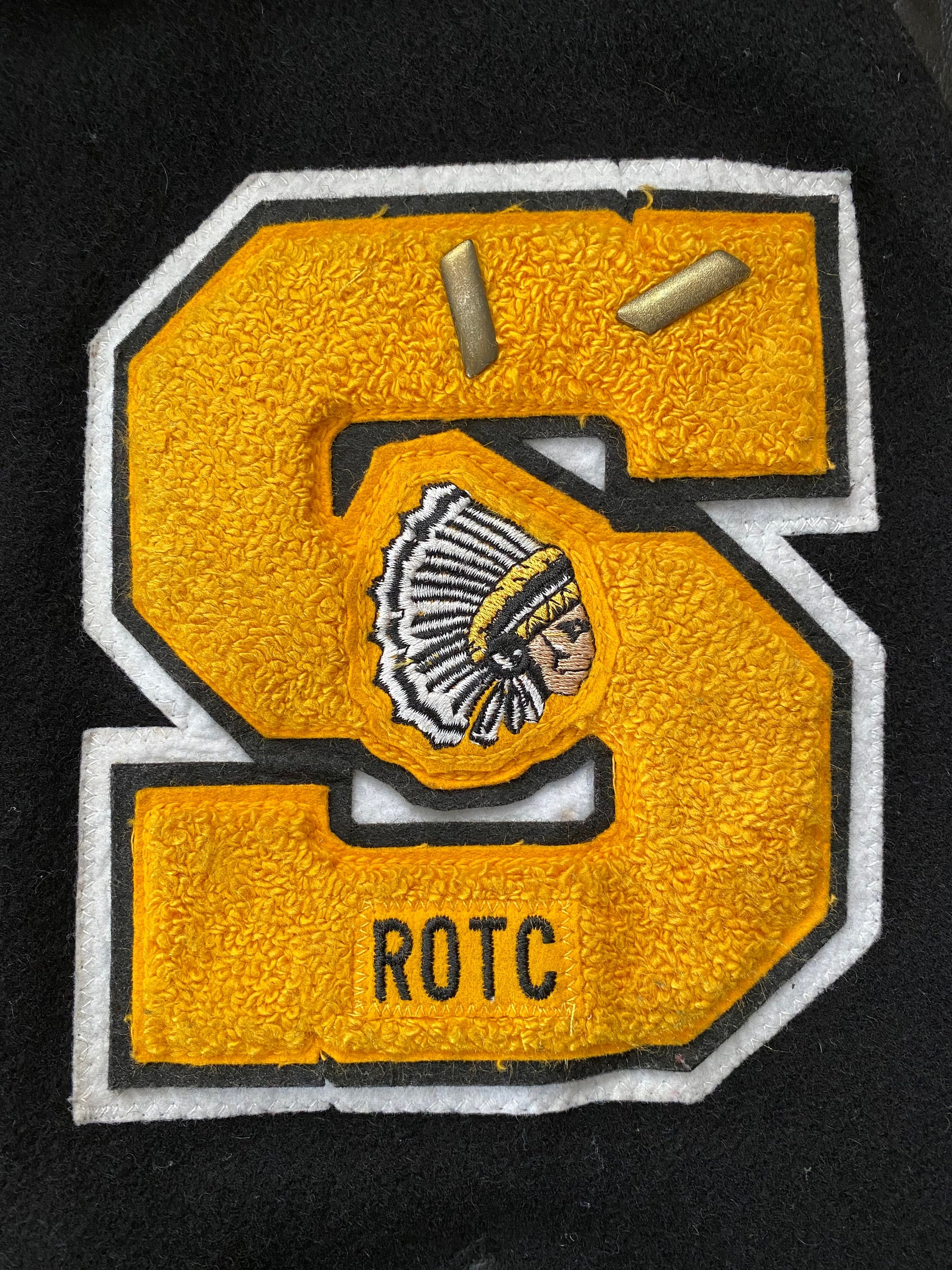 Vintage Holloway varsity jacket women XL black wool and leather made in USA AJ357 Studio