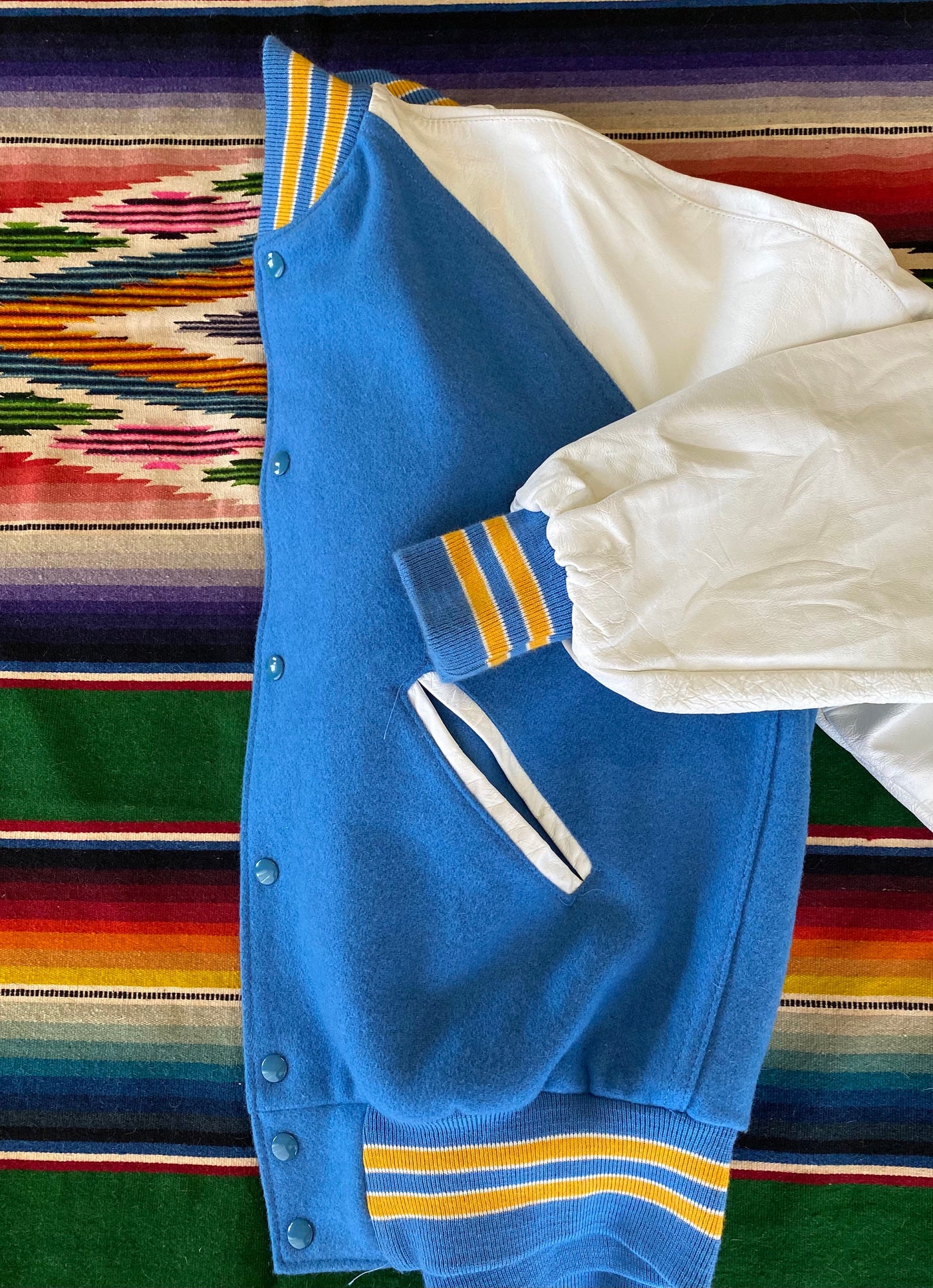 Size Medium. Leather sleeve  Vintage 90s Varsity  jacket Made In USA