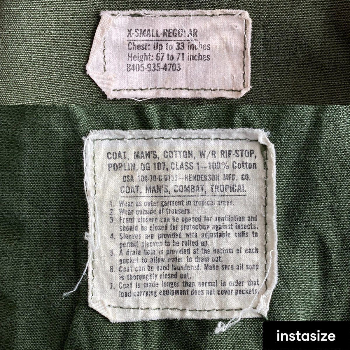 X Small. Authentic 1970 US Army Vintage tropical Vietnam jungle jacket.-AJ357 Studio