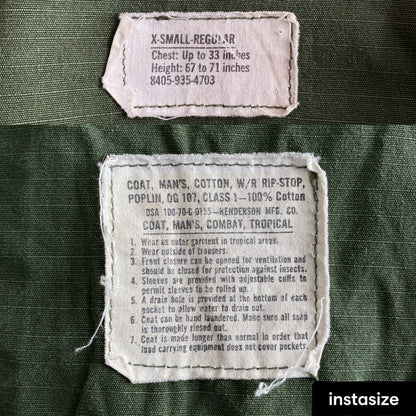 X Small. Authentic 1970 US Army Vintage tropical Vietnam jungle jacket.-AJ357 Studio