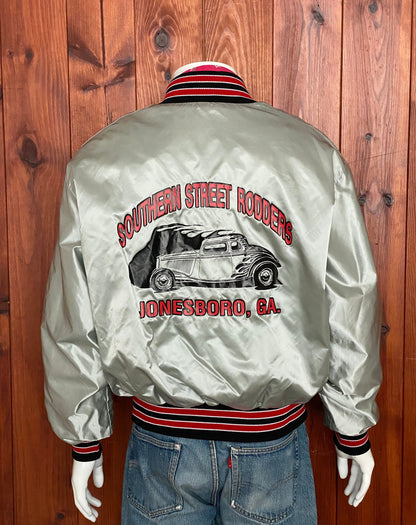 Size L. Made In USA Vintage 80s satin bomber Jacket-AJ357 Studio