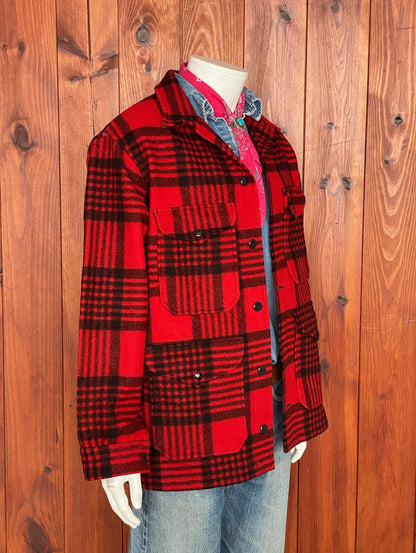 Vintage 60s Pendleton Buffalo Plaid Cruiser Jacket Coat Size L-AJ357 Studio