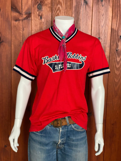 Size L Baskin Robbins Baseball 80s Vintage Poly-Cotton T-Shirt - Made in USA by Russell Athletic-AJ357 Studio