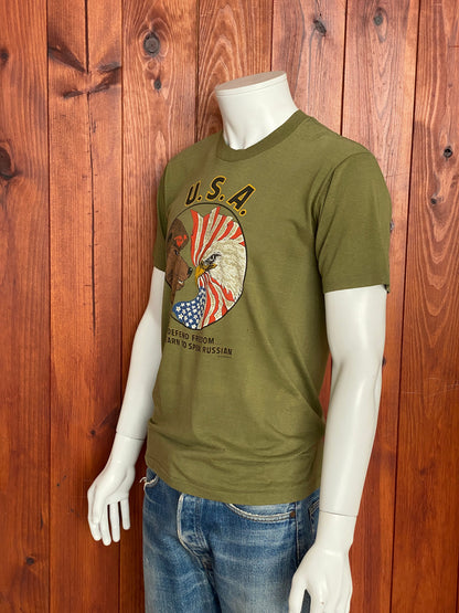 Size L. 1985 Vintage T-Shirt with Cold War Graphic-AJ357 Studio