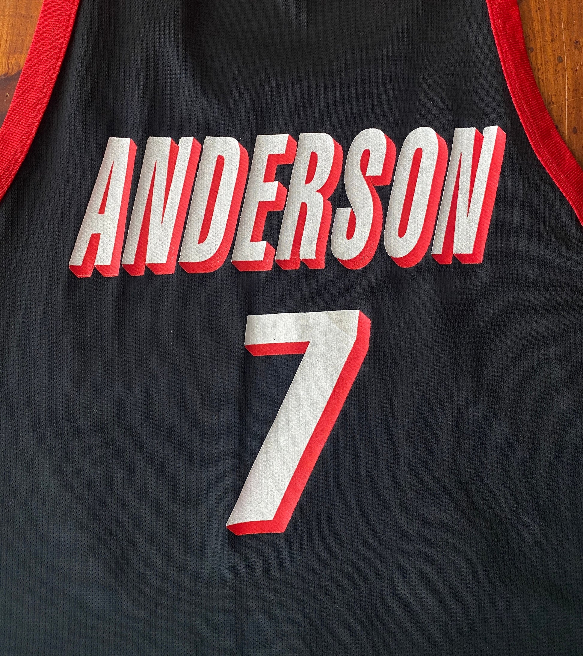 Vintage 90s Champion NBA Portland Trail Blazers jersey, Size 48, Anderson #7, Made in USA