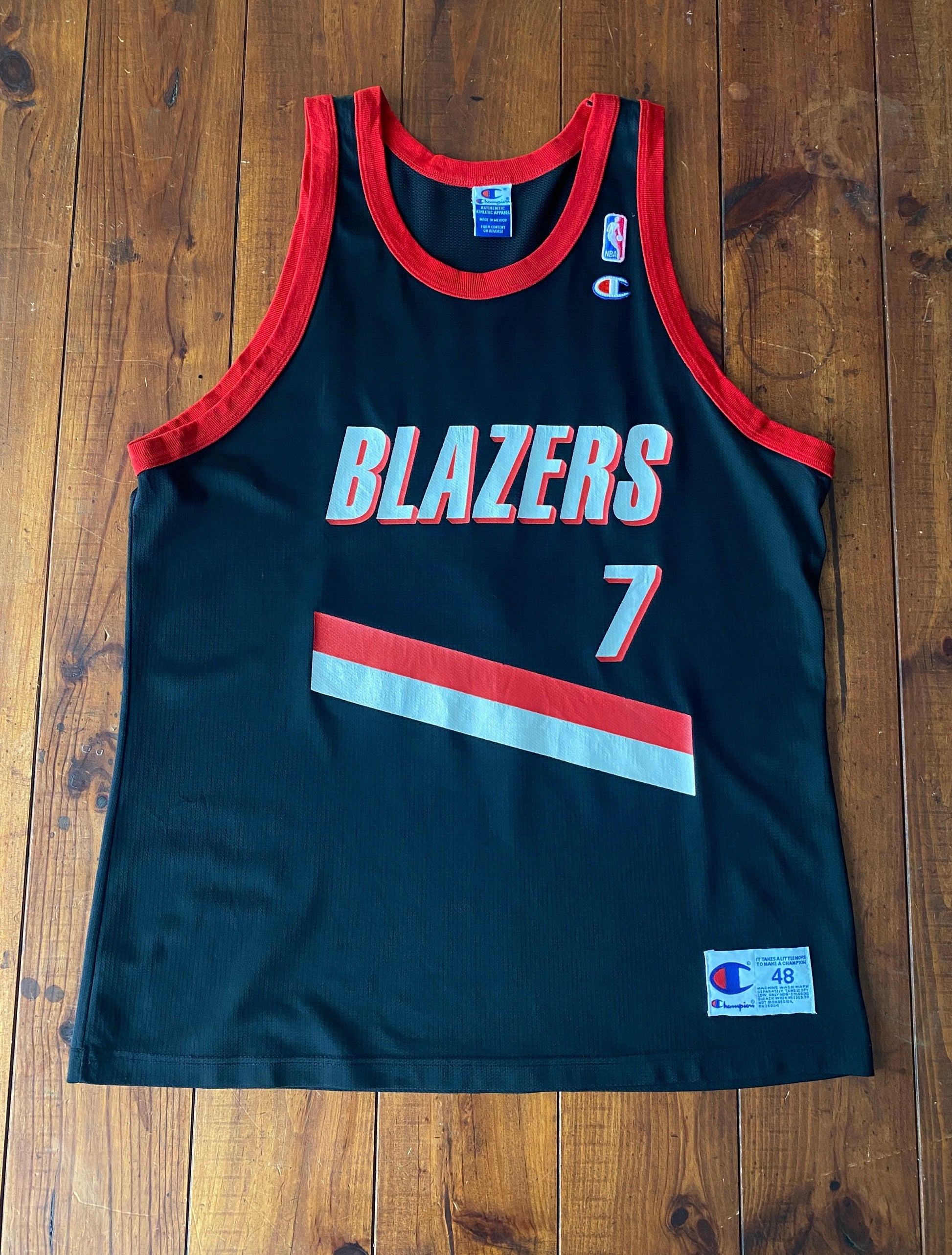 Vintage 90s Champion NBA Portland Trail Blazers jersey, Size 48, Anderson #7, Made in USA