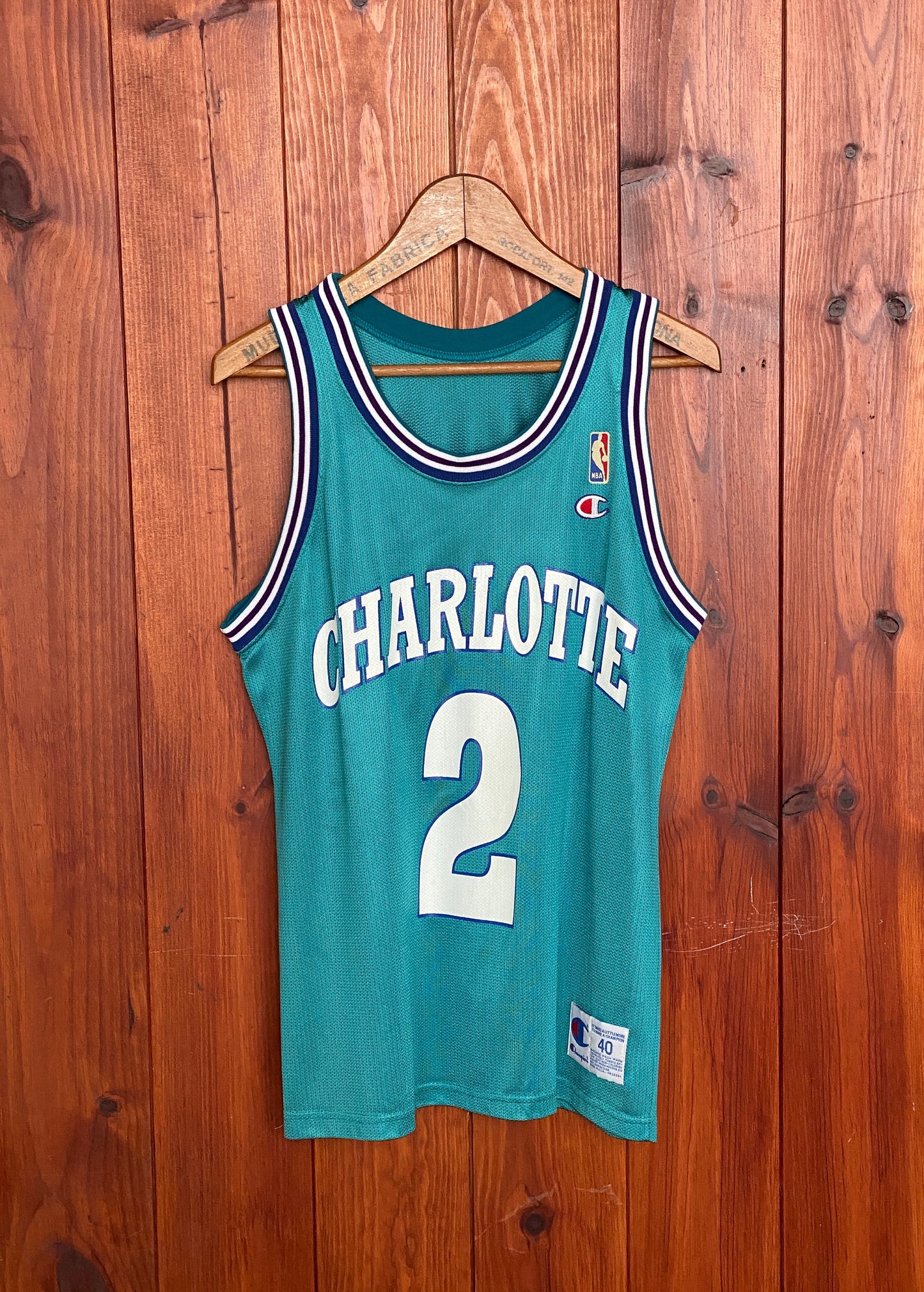 Authentic NBA Jersey - #2 Johnson Charlotte Hornets - Size 40, Made in USA by Champion
