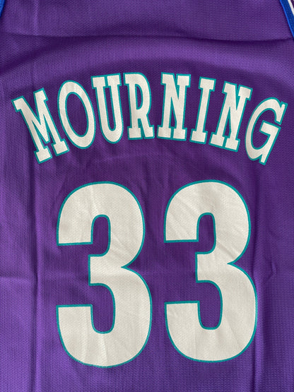 Size 44 Vintage 90s Champion A. Mourning #33 Charlotte Hornets NBA Jersey Made In USA-AJ357 Studio