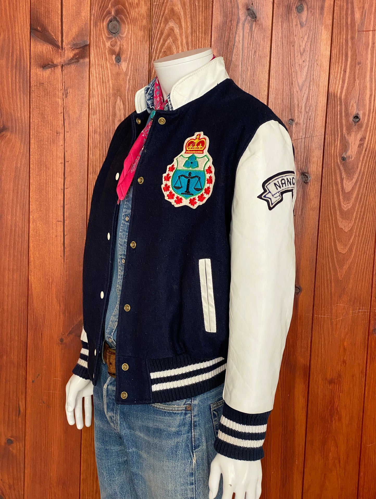 Size Med. Women Vintage 90s hockey Jacket made by Avon Sportswear Made in Canada