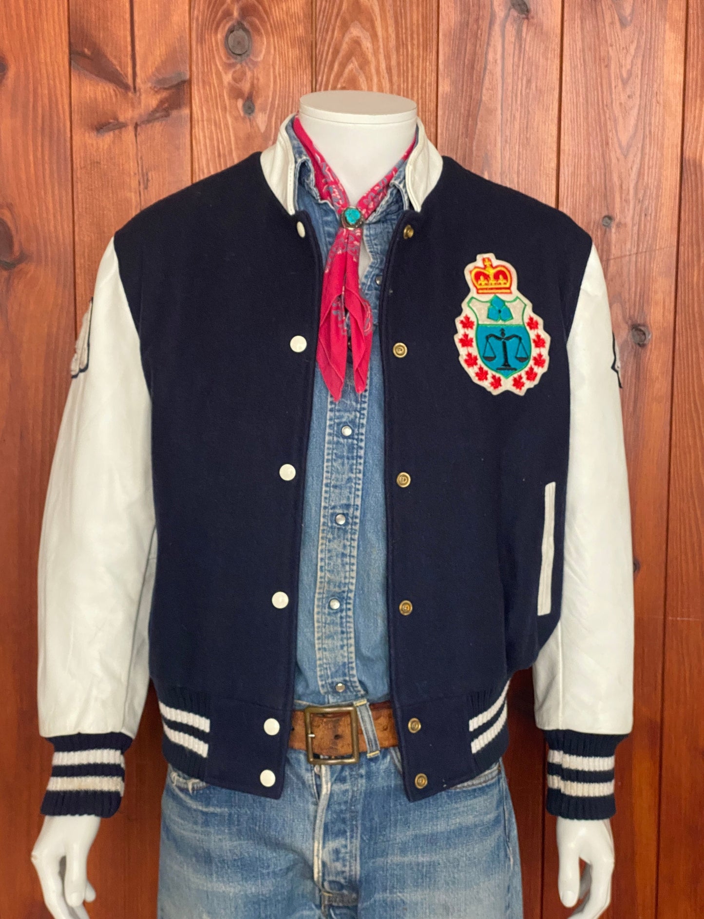 Size Med. Women Vintage 90s hockey Jacket made by Avon Sportswear Made in Canada