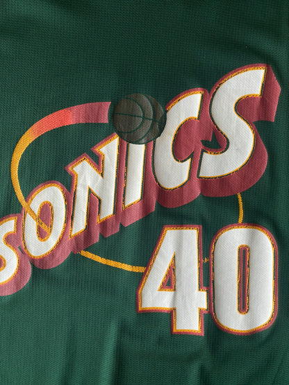 Size 48. VTG 90s NBA Champion Sonics Kemp # 40 Made In USA-AJ357 Studio