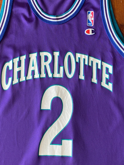 Authentic Size 44 Larry Johnson #2 Charlotte Hornets 90s NBA Jersey | Made in USA by Champion-AJ357 Studio