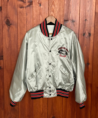 Size L. Made In USA Vintage 80s satin bomber Jacket-AJ357 Studio