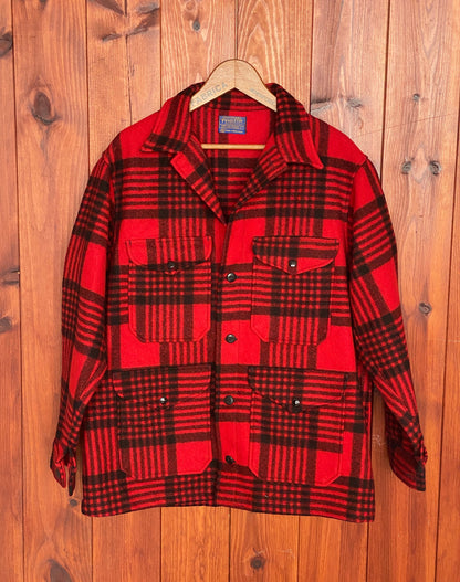 Vintage 60s Pendleton Buffalo Plaid Cruiser Jacket Coat Size L-AJ357 Studio