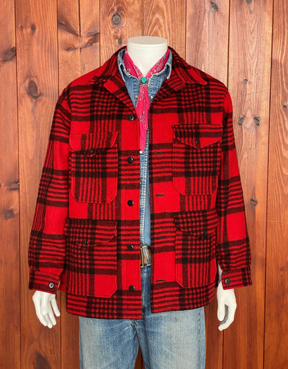 Vintage 60s Pendleton Buffalo Plaid Cruiser Jacket Coat Size L-AJ357 Studio