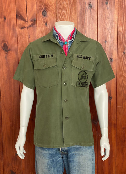 Size M. Authentic Seabees US Army 70s Vietnam era Vintage OG-107 fatigue Shirt.-AJ357 Studio