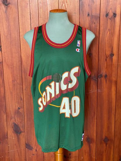 Size 48. VTG 90s NBA Champion Sonics Kemp # 40 Made In USA-AJ357 Studio