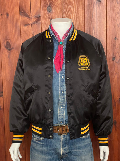 Size M. Vintage 80s Brotherhood Satin jacket Made In USA-AJ357 Studio