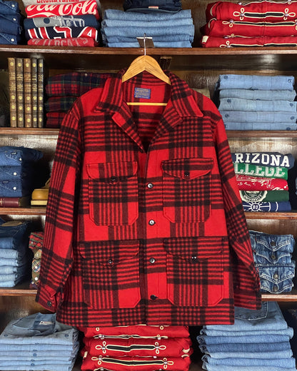 Vintage 60s Pendleton Buffalo Plaid Cruiser Jacket Coat Size L-AJ357 Studio