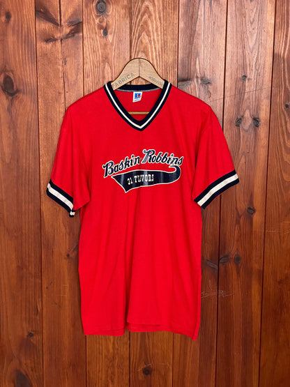 Size L Baskin Robbins Baseball 80s Vintage Poly-Cotton T-Shirt - Made in USA by Russell Athletic-AJ357 Studio