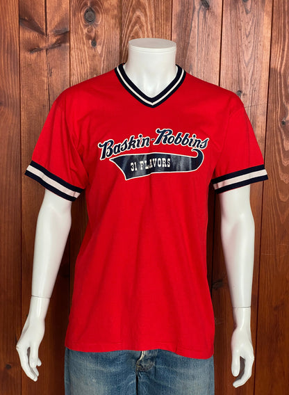 Size L Baskin Robbins Baseball 80s Vintage Poly-Cotton T-Shirt - Made in USA by Russell Athletic-AJ357 Studio