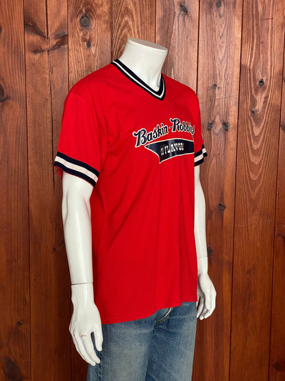 Size L Baskin Robbins Baseball 80s Vintage Poly-Cotton T-Shirt - Made in USA by Russell Athletic-AJ357 Studio