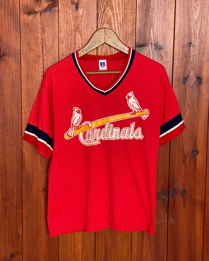 Cardinals Baseball 80s Vintage Poly-cotton T-shirt Size M Made in USA by Russell Athletic-AJ357 Studio