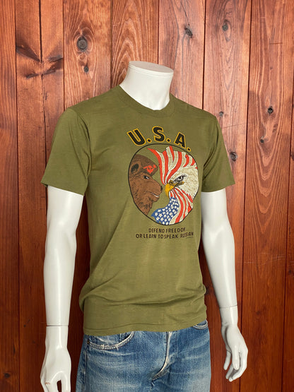 Size L. 1985 Vintage T-Shirt with Cold War Graphic-AJ357 Studio