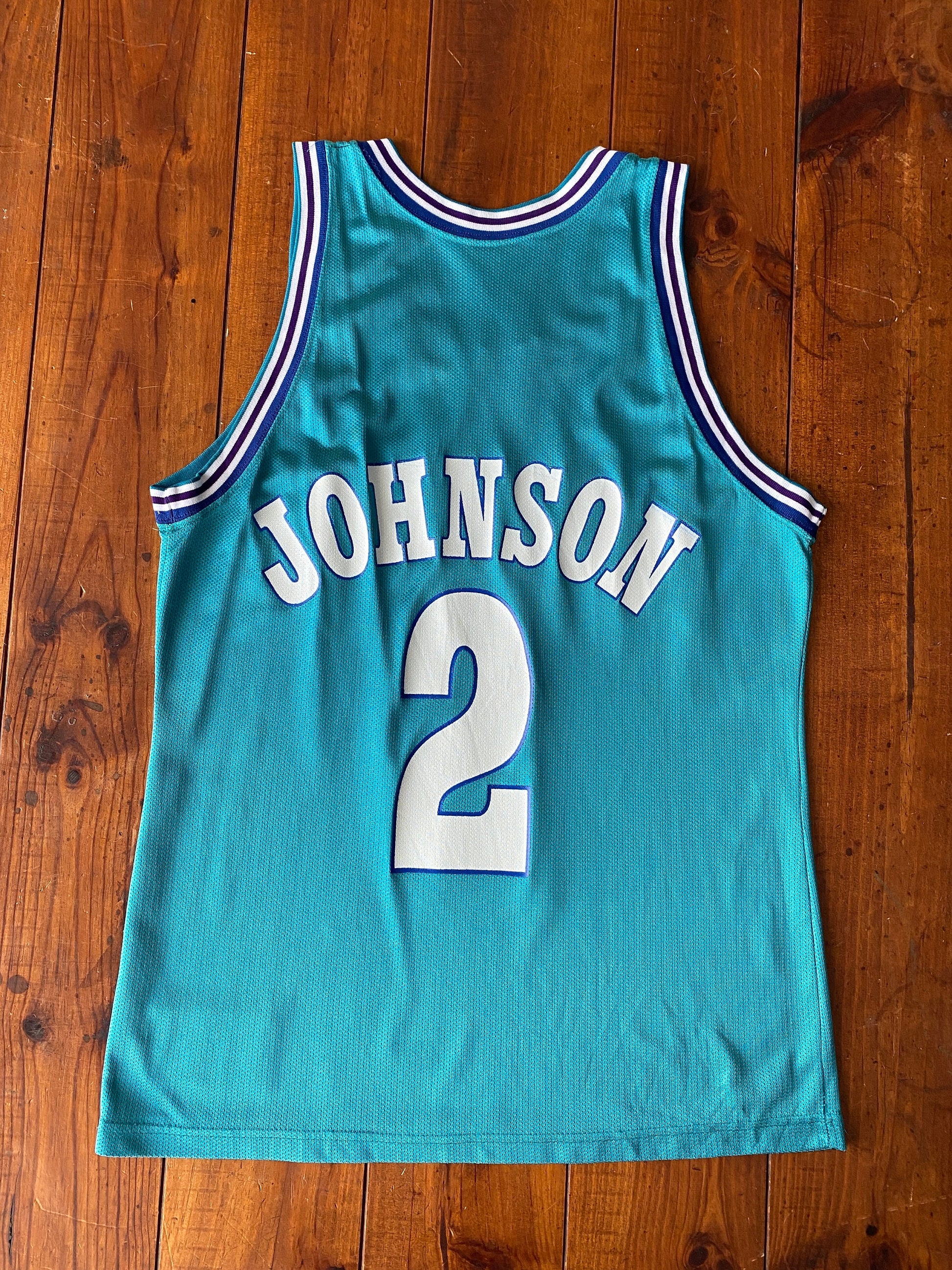 Authentic NBA Jersey - #2 Johnson Charlotte Hornets - Size 40, Made in USA by Champion