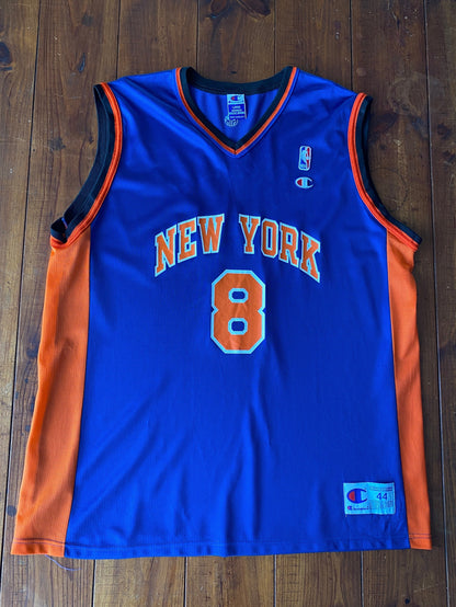 Size 44. Vintage 90s Champion New York Knicks #8 Latrell Sprewell NBA Jersey-AJ357 Studio