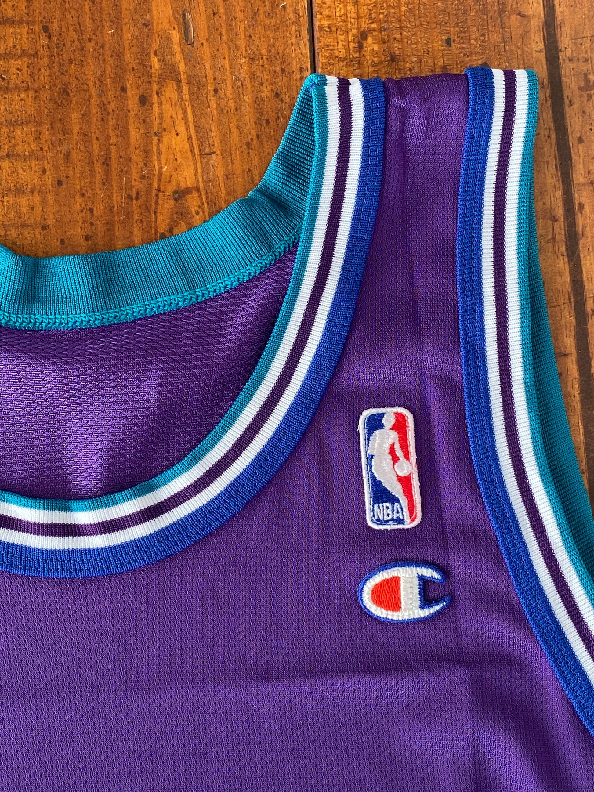 Size 44 Vintage 90s Champion A. Mourning #33 Charlotte Hornets NBA Jersey Made In USA