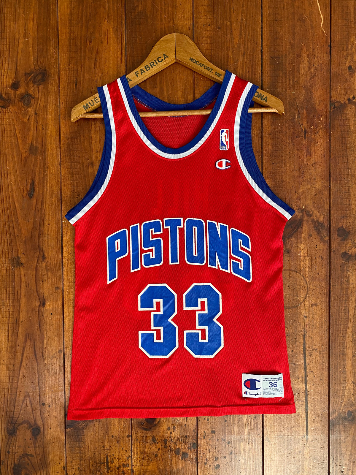 Piston 90s Vintage NBA Jersey #33 Hill - Size 36, Made in USA by Champion-AJ357 Studio