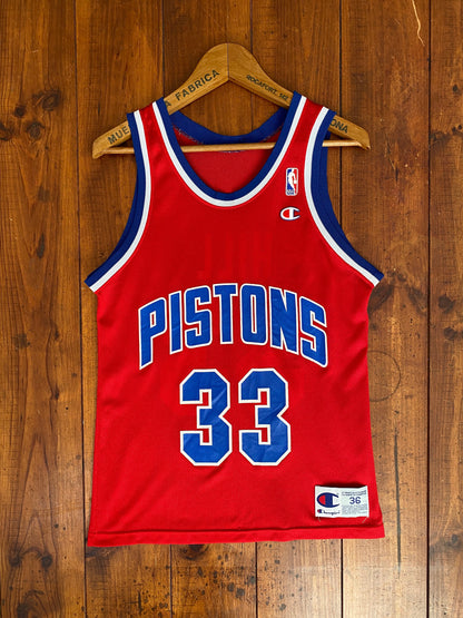 Piston 90s Vintage NBA Jersey #33 Hill - Size 36, Made in USA by Champion-AJ357 Studio