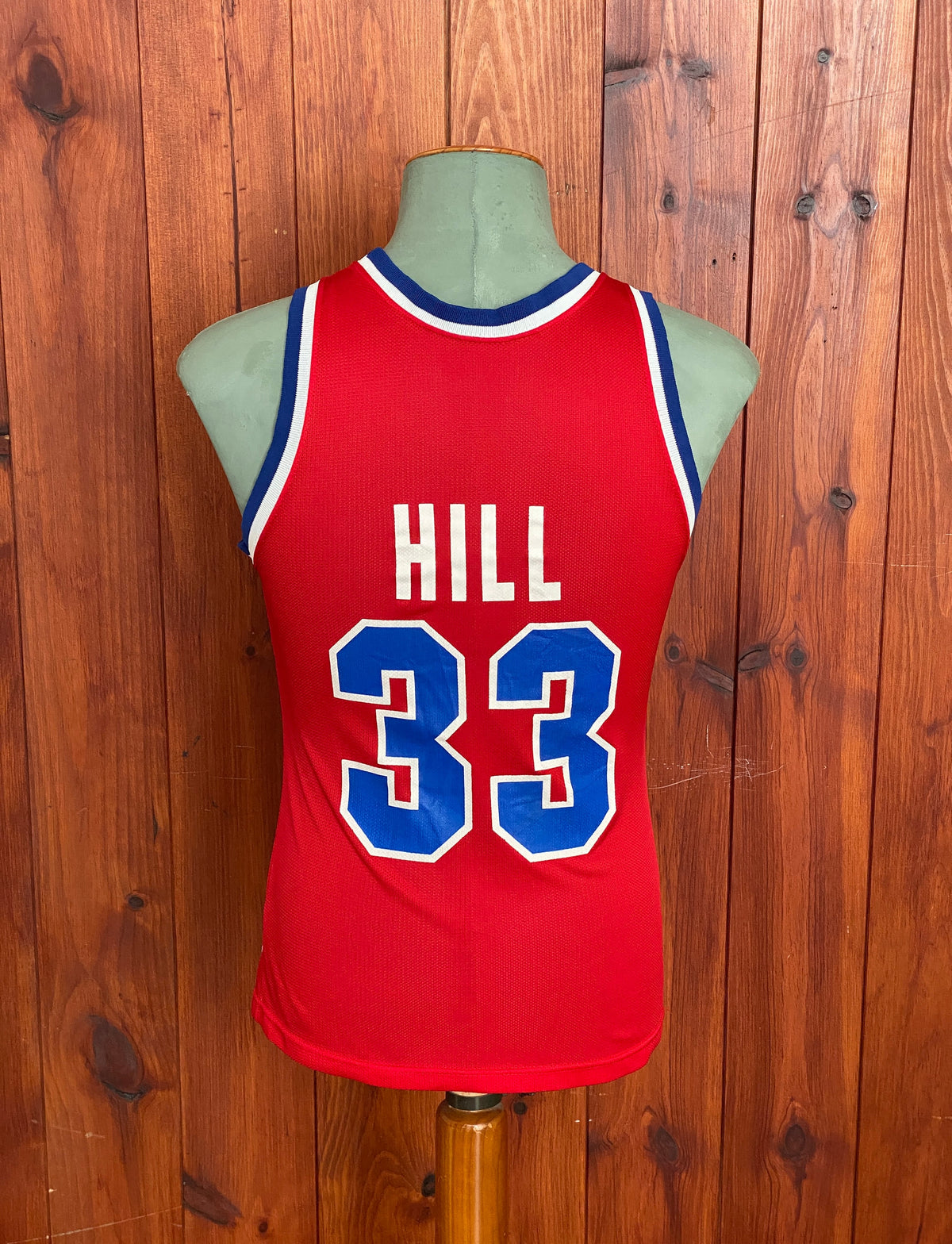 Piston 90s Vintage NBA Jersey #33 Hill - Size 36, Made in USA by Champion-AJ357 Studio