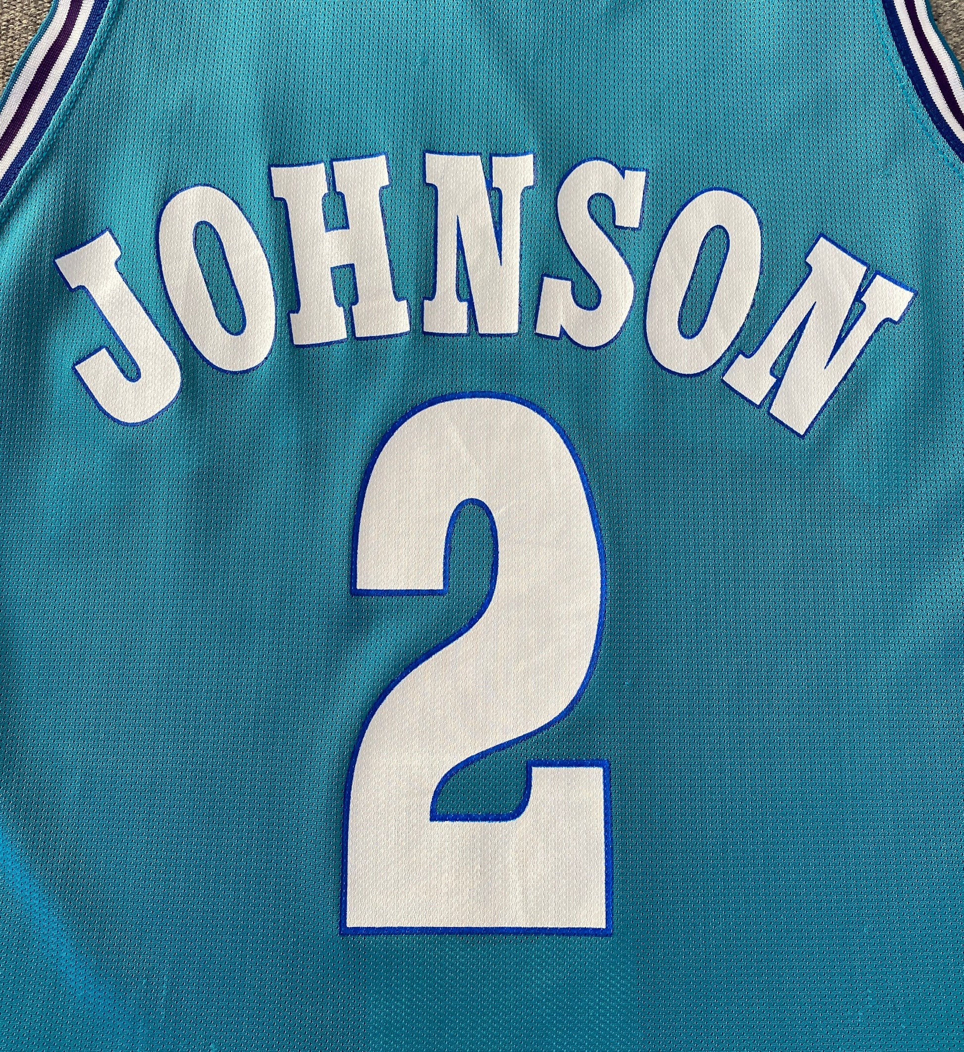 Size 44. Champion NBA Johnson #2 Jersey Charlotte Hornets. Made In USA-AJ357 Studio