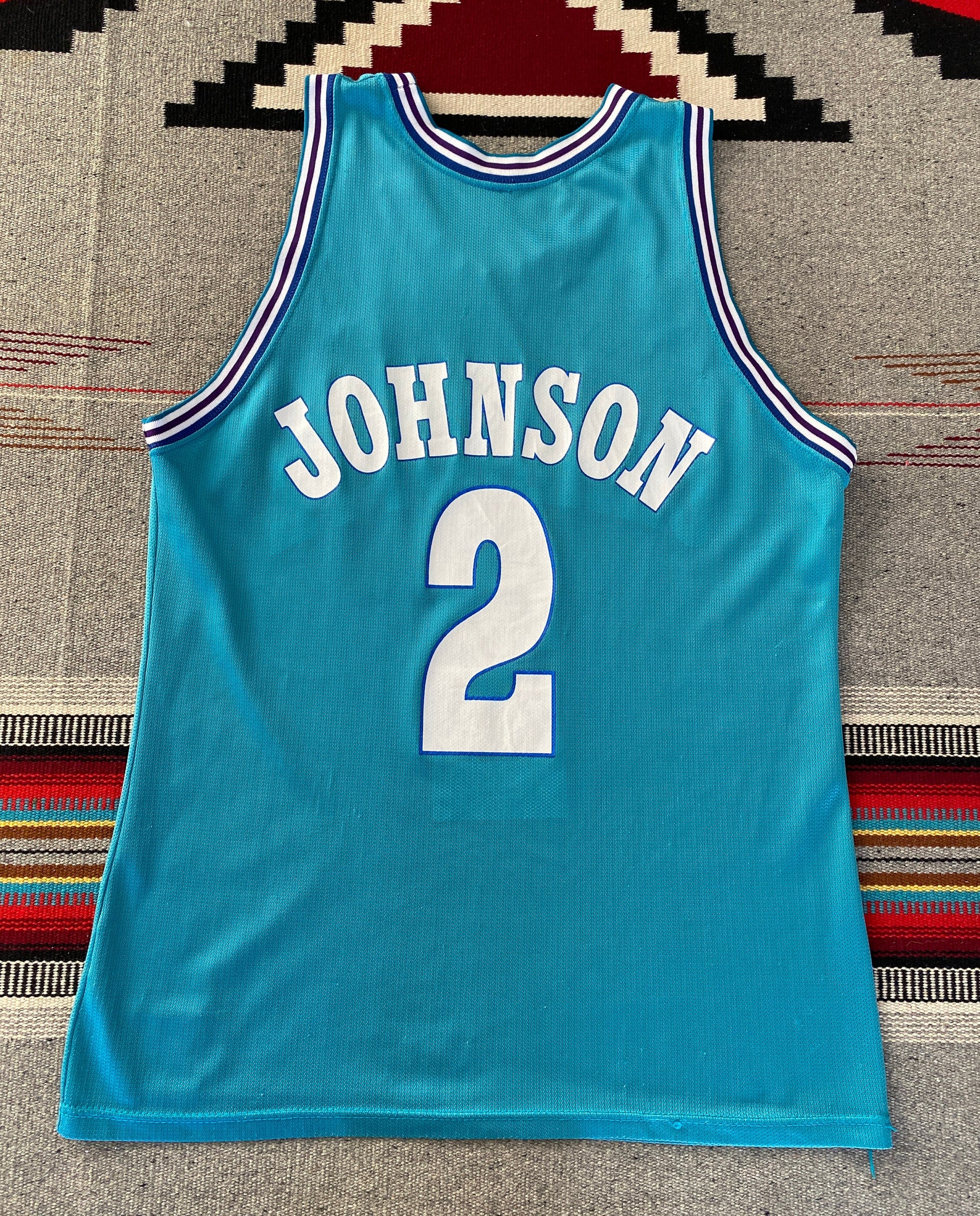 Size 44. Champion NBA Johnson #2 Jersey Charlotte Hornets. Made In USA-AJ357 Studio
