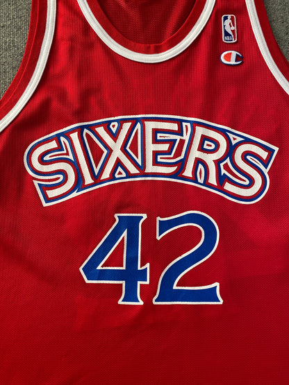 Authentic Size 44 Jerry Stackhouse #42 Philadelphia 76ers 90s Vintage NBA Jersey | Made by Champion-AJ357 Studio