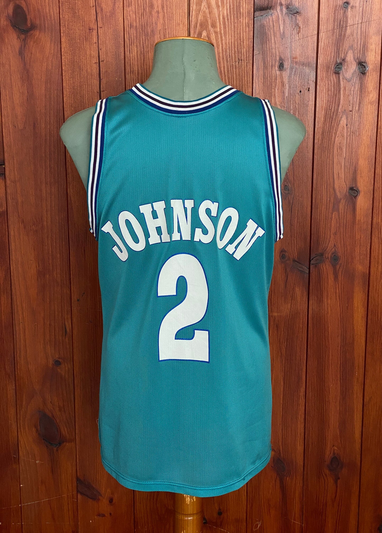 Size 44. Champion NBA Johnson #2 Jersey Charlotte Hornets. Made In USA-AJ357 Studio