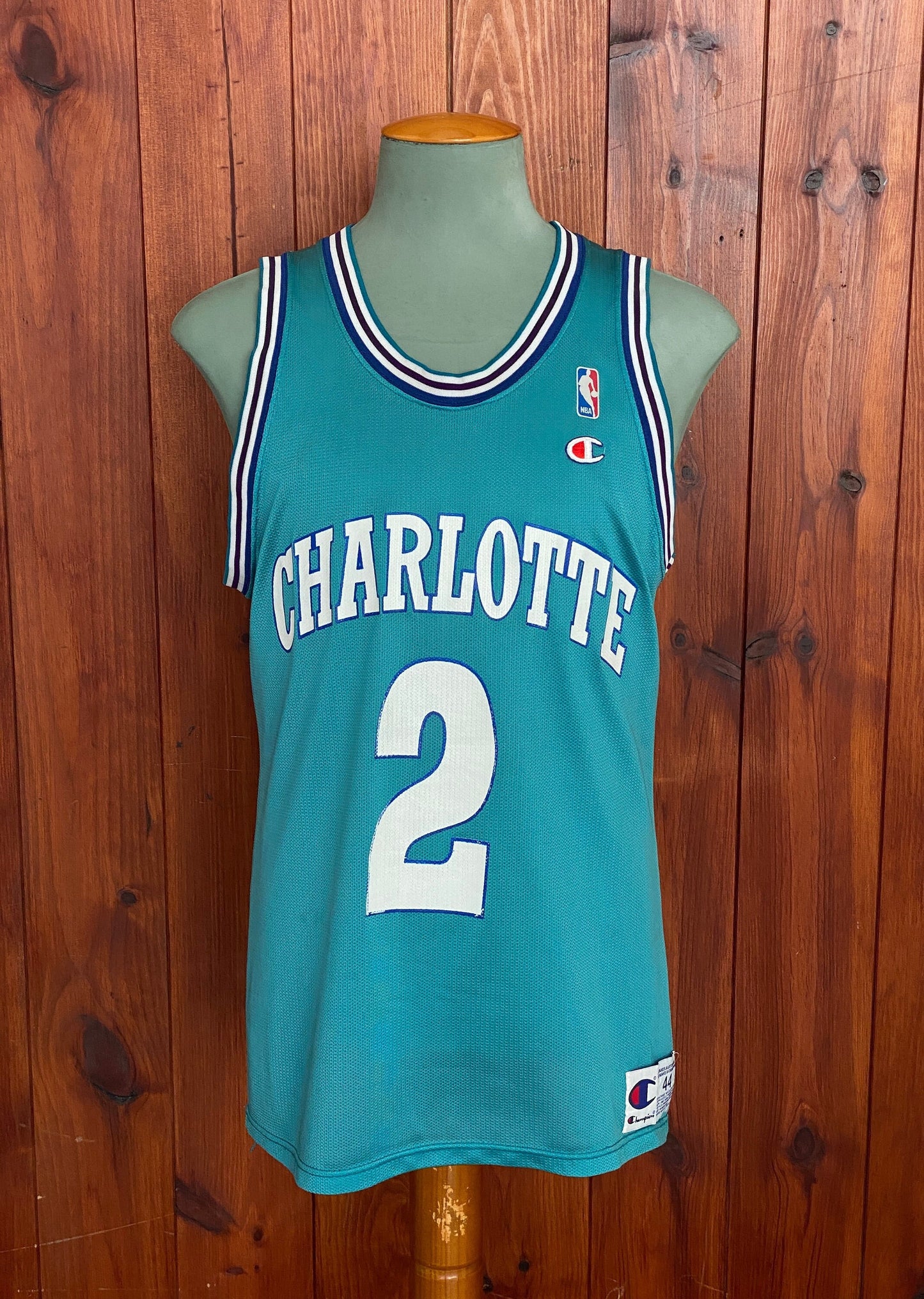 Size 44. Champion NBA Johnson #2 Jersey Charlotte Hornets. Made In USA-AJ357 Studio
