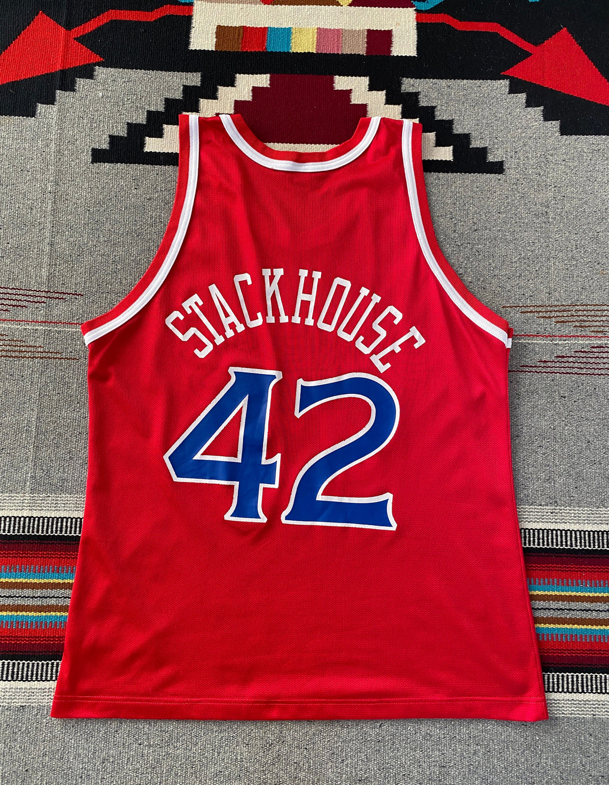 Authentic Size 44 Jerry Stackhouse #42 Philadelphia 76ers 90s Vintage NBA Jersey | Made by Champion-AJ357 Studio