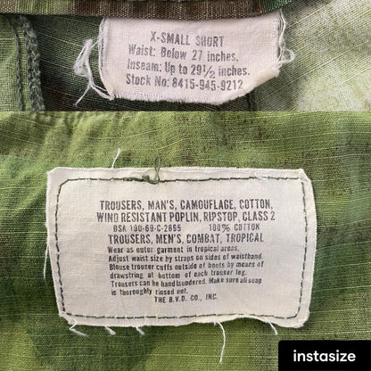X Small Short . Authentic US Army 1969 camouflage jungle pants.-AJ357 Studio