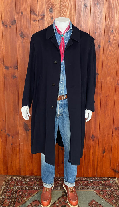 Vintage Dark Blue Wool Loden Coat - Size 52 EU | Made in Austria-AJ357 Studio