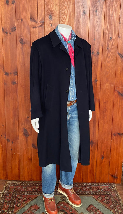 Vintage Dark Blue Wool Loden Coat - Size 52 EU | Made in Austria-AJ357 Studio