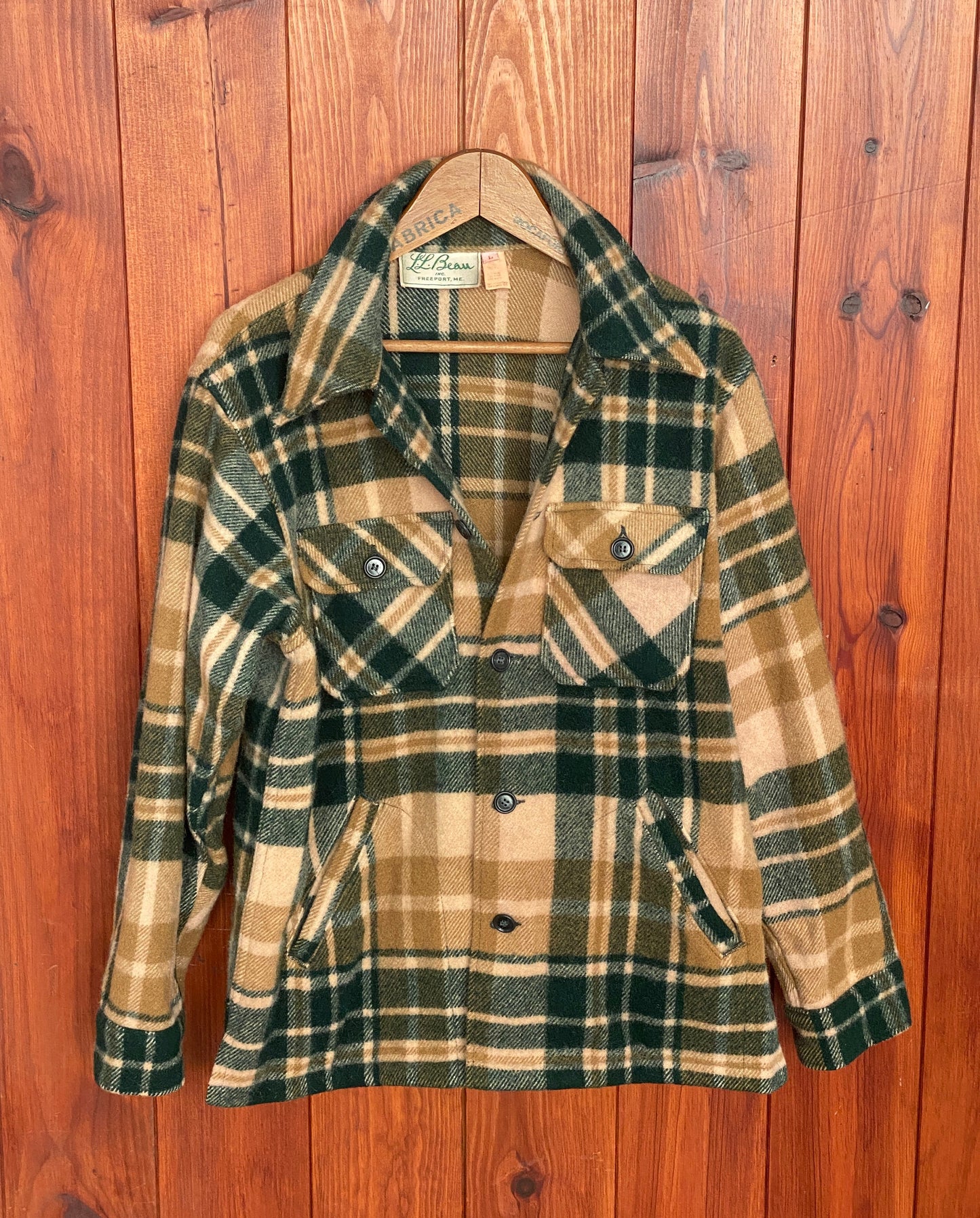 Size Large LL Bean Wool Vintage Jacket - Made in USA Quality