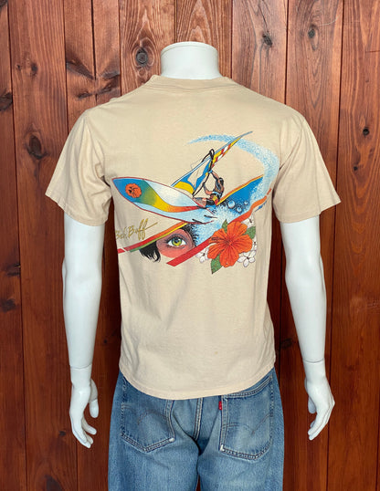 Large. Wind surf vintage 100% cotton 80s t shirt Made In USA-AJ357 Studio