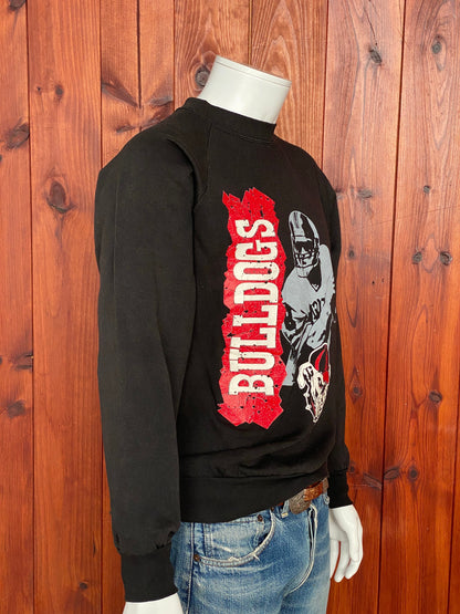 Large Vintage Bulldogs Football 80s Sweatshirt Made in USA | Retro Sports Apparel-AJ357 Studio
