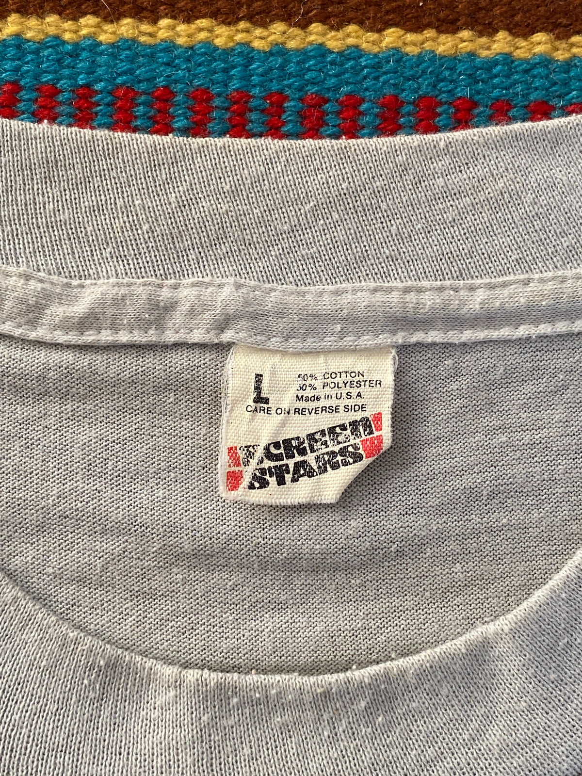 Large. Vintage 50/50 cotton 80s t shirt Made In USA-AJ357 Studio