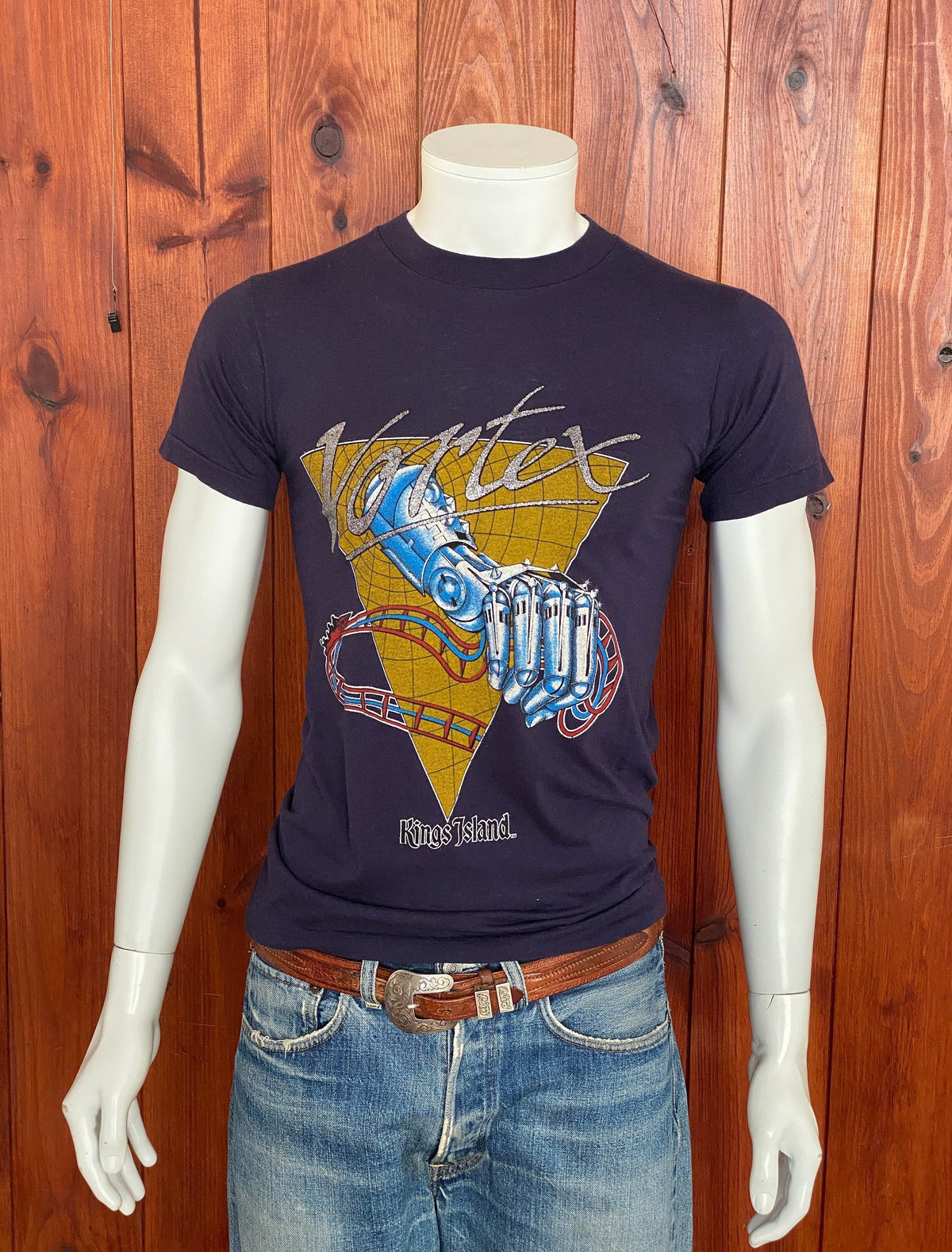 Large. Vintage 50/50 cotton 80s Vortex t shirt Made In USA-AJ357 Studio