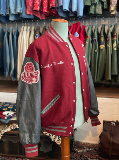 Size Large 90s Original Vintage varsity jacket Made in USA By Delong-AJ357 Studio